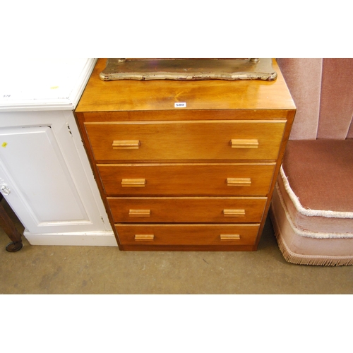 580 - RETRO PLYWOOD CHEST OF 4 DRAWERS