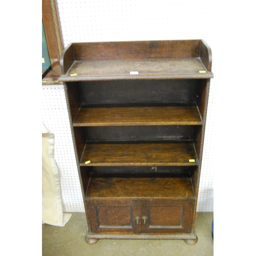 620 - EDWARDIAN OAK BOOKCASE WITH CUPBOARD UNDER