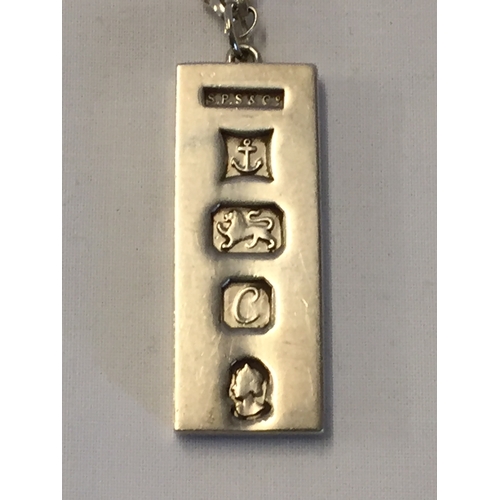 342 - SILVER INGOT AND CHAIN; 1.4ozs