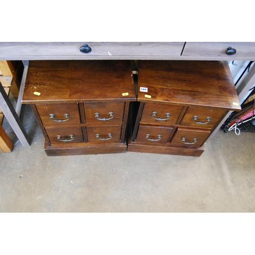 589 - PAIR OF HARDWOOD BEDSIDE CHESTS OF 4 SMALL DRAWERS 45CM WIDTH X 45CM DEPTH X 51CM HIGH