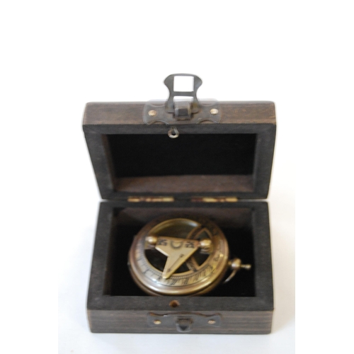 232 - BRASS SUNDIAL COMPASS IN BOX