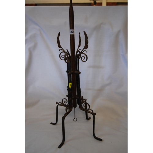 236 - VINTAGE COPPER AND WROUGHT IRON HEARTH STAND