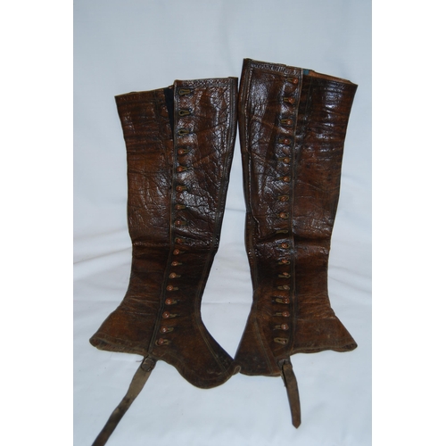 293 - PAIR OF 19TH CENTURY LEATHER SPATS