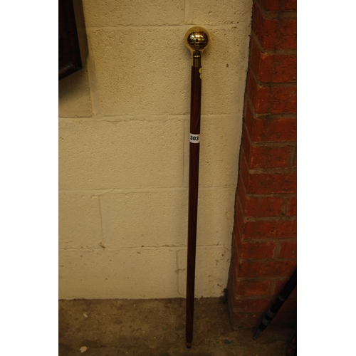 303 - WALKING CANE WITH GLOBE KNOP