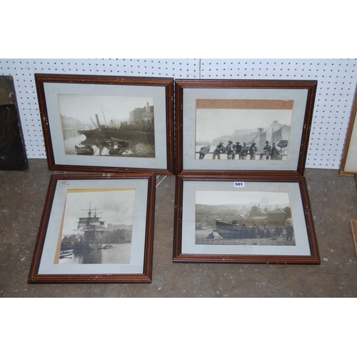 501 - 4 FRAMED FISHING AND SAILING BOAT PHOTOGRAPHS