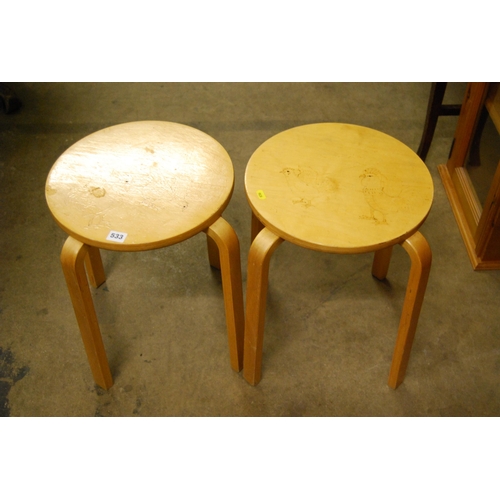 533 - PAIR OF RETRO CIRCULAR LAMINATED STOOLS