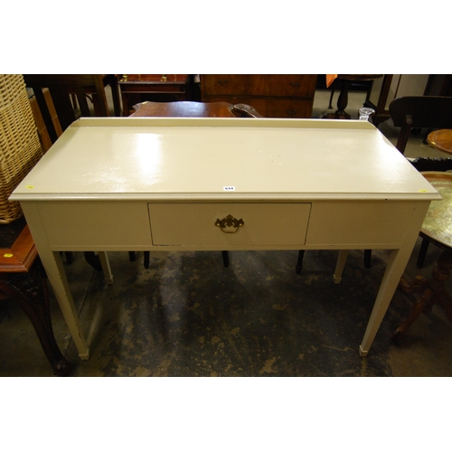 534 - PAINTED SERVING TABLE FITTED DEEP DRAWER ON SQUARE TAPER LEGS 120CM WIDTH X 50CM DEPTH X 79CM HIGH