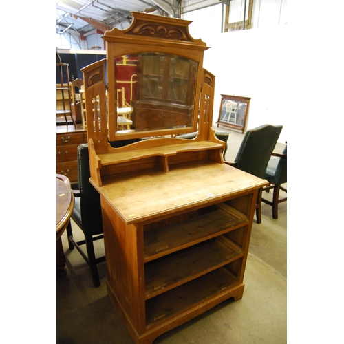 537 - ART NOUVEAU SATIN WALNUT DRESSING CHEST (NO DRAWERS) 84CM WIDTH X 52CM DEPTH X 166CM HIGH