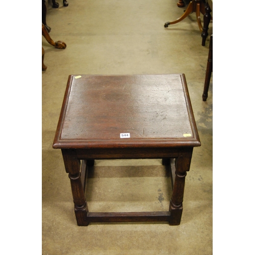 544 - 19TH CENTURY SQUARE OAK STAND ON 18TH CENTURY OAK BASE