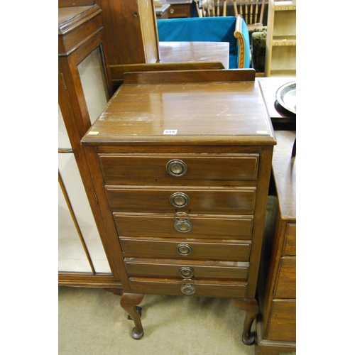 559 - EDWARDIAN MAHOGANY 6 DRAWER MUSIC CABINET WITH PULL DOWN FRONTS 48CM WIDTH X 40CM DEPTH X 94CM HIGH