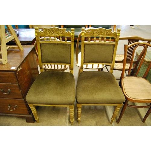 563 - PAIR OF GOLD PAINTED EDWARDIAN DINING CHAIRS