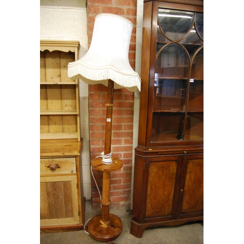 627 - RETRO YEW WOOD STANDARD LAMP AND SHADE