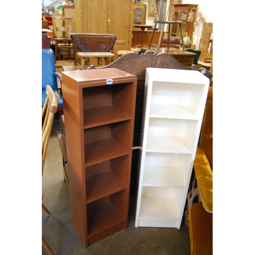 636 - 2 NARROW PAINTED BOOKCASES