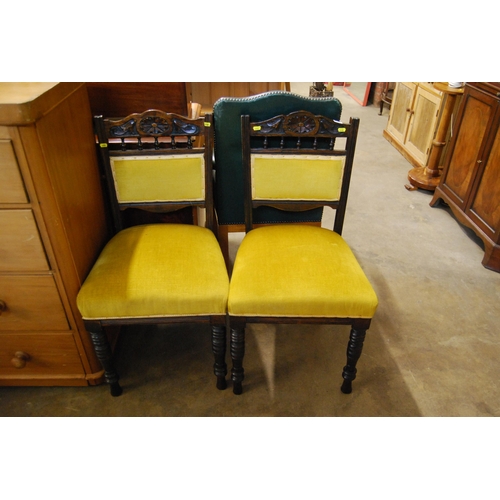 639 - PAIR OF EDWARDIAN STAINED BEECH DINING CHAIRS