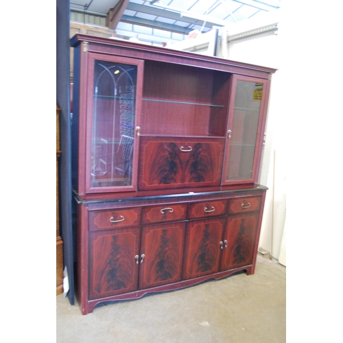 647 - REPRODUCTION MAHOGANY FULL HEIGHT CUPBOARD / DISPLAY CABINET