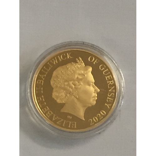 1 - 2020 80TH ANNIVERSARY OF THE BATTLE OF BRITAIN GOLD £5 JERSEY COIN, NO. 14 OF 80, PROOF, OBVERSE DES... 