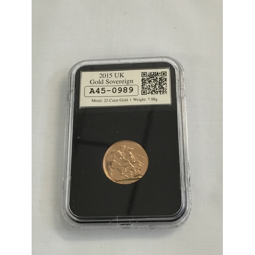 4 - 2015 UK GOLD SOVEREIGN, 7.98g A45-0989