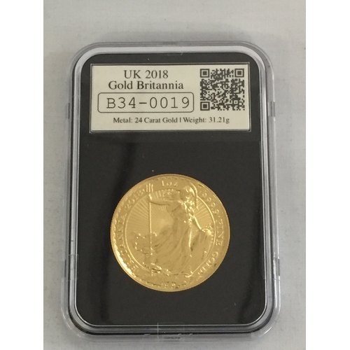 8 - 2018 100 POUNDS GOLD BRITANNIA COIN, OBVERSE BY JODY CLARK, REVERSE BY PHILIP NATHAN, 31.21g, ISSUE ... 