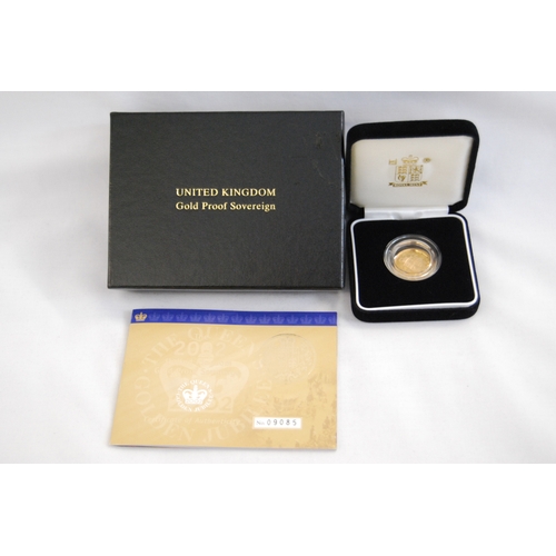 31 - 2002 UK GOLD SOVEREIGN, REVERSE PISTRUCCI'S ST GEORGE, OBVERSE BY IAN RANK-BROADLEY, LIMITED EDITION... 