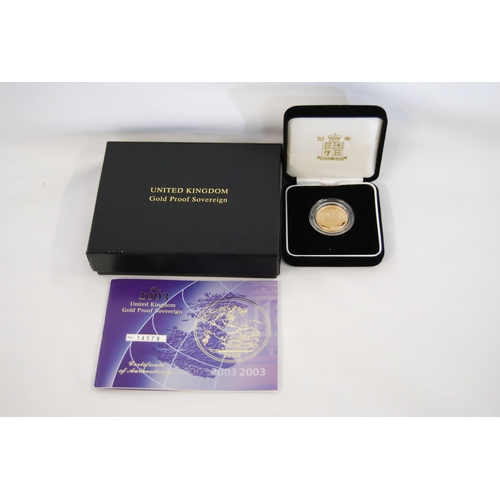 32 - 2003 UK GOLD SOVEREIGN, REVERSE PISTRUCCI'S ST GEORGE, OBVERSE BY IAN RANK-BROADLEY, LIMITED EDITION... 