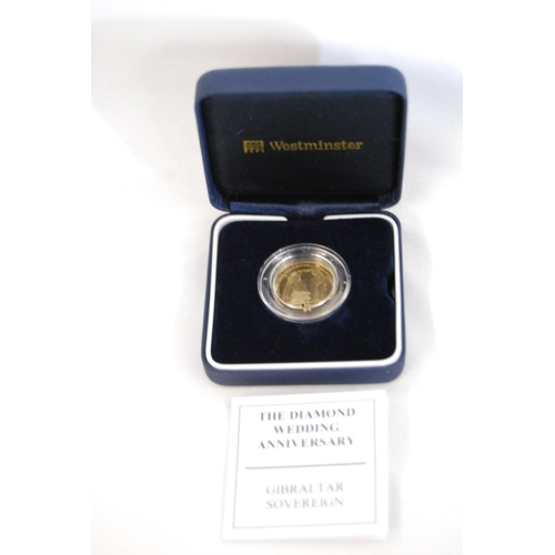 50 - GIBRALTAR DIAMOND WEDDING ANNIVERSARY GOLD SOVEREIGN, 7.98g, PROOF, LIMITED EDITION 292