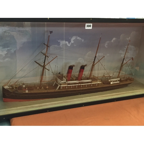 300 - DIORAMA WATERLINE MODEL OF THE AUXILIARY STEAMSHIP 