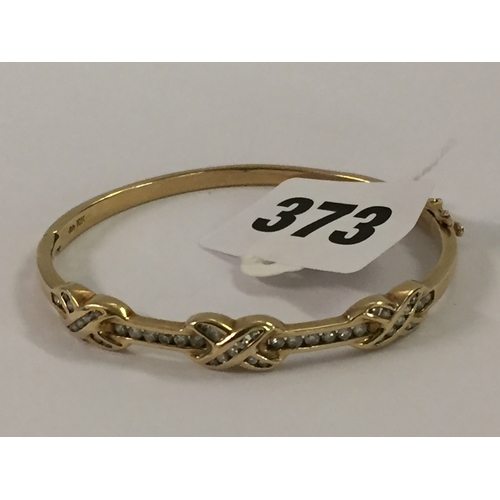 373 - 9CT GOLD AND DIAMOND BANGLE SET 43 DIAMONDS (14g GROSS)