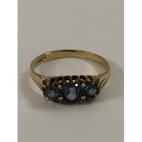 379 - 9CT GOLD RING SET STONES (2.25g GROSS) SIZE P/Q