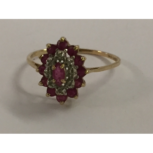 382 - 9CT GOLD RING SET 13 RUBIES (2.15g GROSS) SIZE S