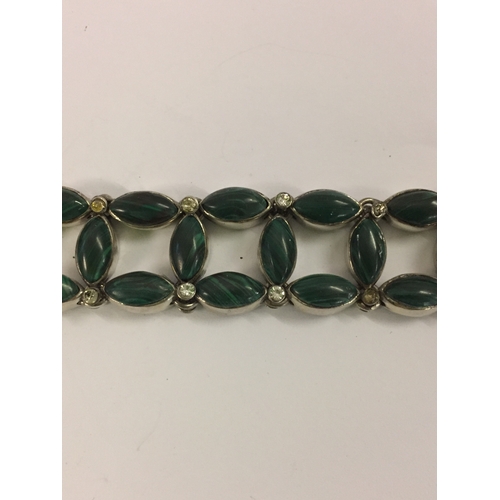 389 - SILVER AND MALACHITE BRACELET