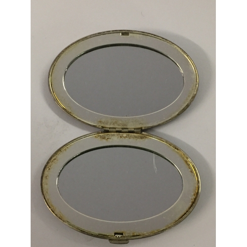 397 - SILVER PLATED OVAL VANITY MIRROR WITH ROLLS ROYCE LOGO