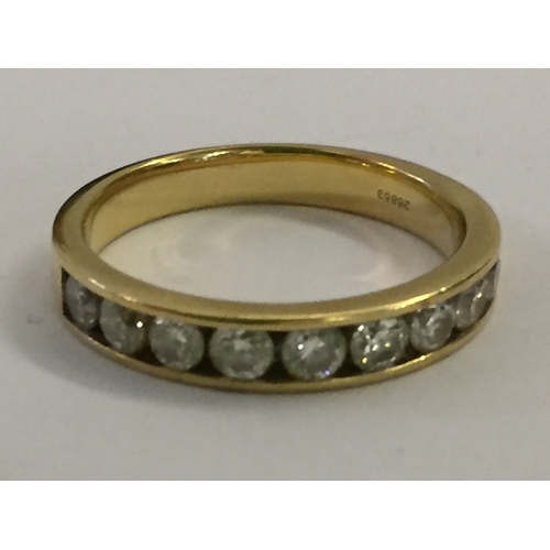 404 - 18K GOLD GOLDSMITHS HALF ETERNITY RING SET 10 DIAMONDS, TOTAL WEIGHT 1CT IN ORIGINAL BOX WITH CERTIF... 