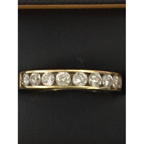 404 - 18K GOLD GOLDSMITHS HALF ETERNITY RING SET 10 DIAMONDS, TOTAL WEIGHT 1CT IN ORIGINAL BOX WITH CERTIF... 