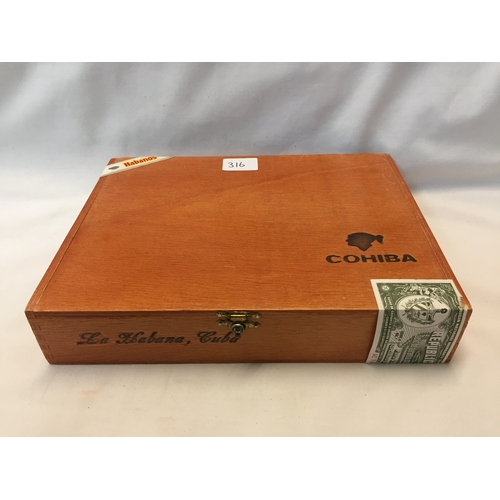 316 - UNOPENED BOX OF 25 COHIBA ESPLENDIDOS CIGARS (LA HABANA CUBA)