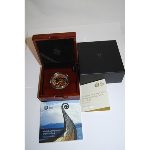 12 - 2017 THE 1000TH ANNIVERSARY OF THE CORONATION OF KING CANUTE GOLD PROOF £5 COIN (39.94g) No.75