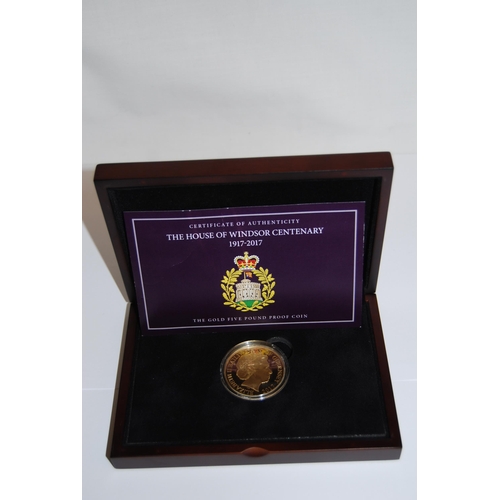 20 - 2017 THE HOUSE OF WINDSOR CENTENARY 1917-2017 GUERNSEY PROOF £5 COIN, 39.94g (No. 34 OF 100)