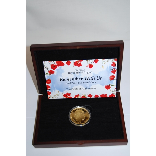 23 - 2019 REMBER WITH US JERESEY PROOF 999/1000 GOLD £5, 31.10g (No 7 OF 100)