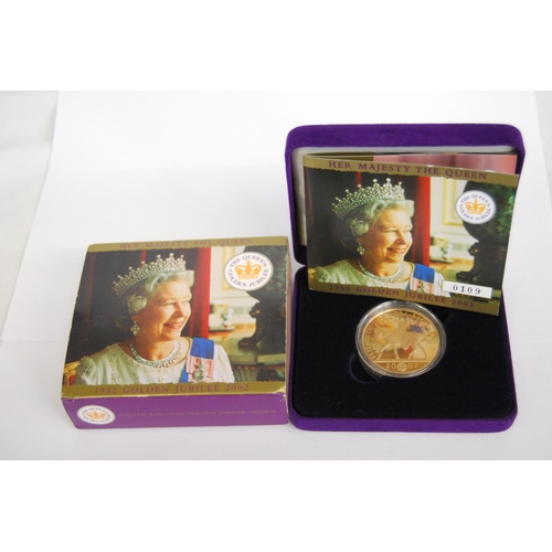 42 - 2002 H.M QUEEN ELIZABETH II GOLDEN JUBILEE UK PROOF 22CT GOLD £5 COIN, 39.94g (109 OF 5502)