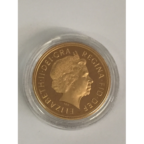 1 - THE 2005 UNITED KINGDOM 22CT GOLD PROOF 4 COIN SOVEREIGN COLLECTION COMPRISING £5 COIN (39.94g), DOU... 