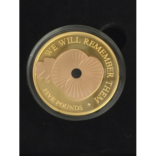 8 - 2020 REMEMBRANCE JERSEY GOLD PROOF £5 999/1000 GOLD WITH SELECTIVE ROSE GOLD PLATE 31.10g (30 OF 100... 