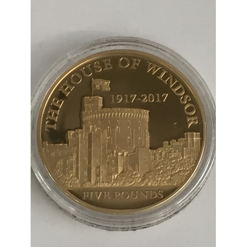 20 - 2017 THE HOUSE OF WINDSOR CENTENARY 1917-2017 GUERNSEY PROOF £5 COIN, 39.94g (No. 34 OF 100)