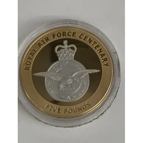 22 - 2018 CELEBRATING 100 YEARS OF THE ROYAL AIR FORCE GUERNSEY PROOF 916/1000 GOLD WITH SELECTED RHODIUM... 