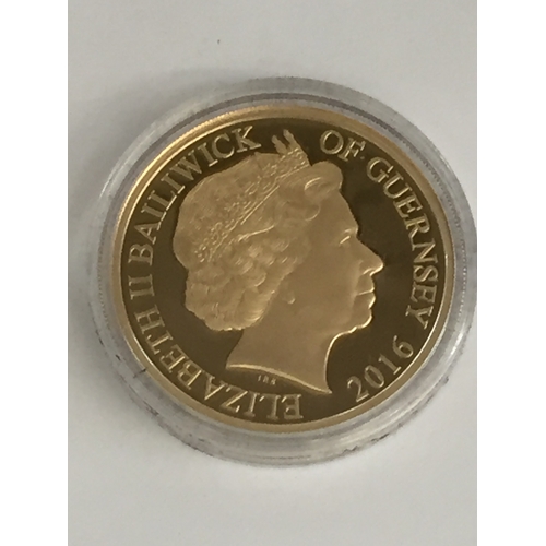 30 - 2016 HRH PRINCE PHILIP'S 95TH BIRTHDAY GUERNSEY PROOF 916/1000 GOLD £5, 39.94g (No 16 of 95)