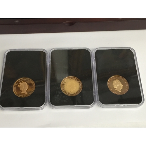 31 - VE DAY 75TH ANNIVERSARY 3 COIN GOLD PROOF SET UK 22CT COMPRISING 1995 GOLD £2, 2005 GOLD £2, 2020 GO... 