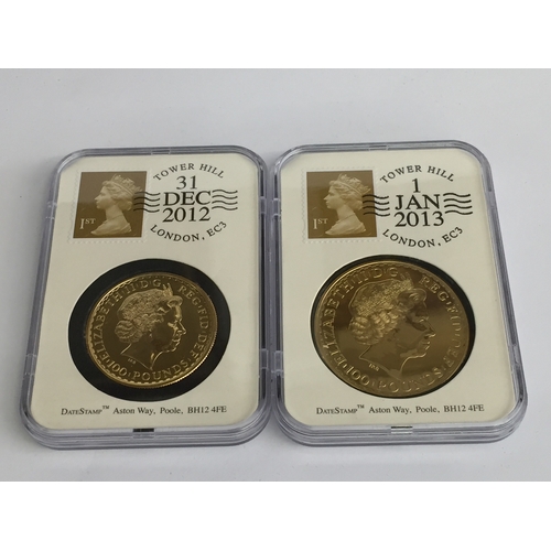 32 - 2012 & 2013 THE FIRST AND LAST GOLD BRITANNIA PROOF TWO £100 COIN SET, 2012 22CT BRITANNIA 34.05g, 2... 