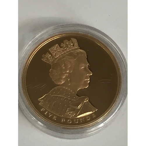 42 - 2002 H.M QUEEN ELIZABETH II GOLDEN JUBILEE UK PROOF 22CT GOLD £5 COIN, 39.94g (109 OF 5502)