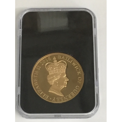 46 - 2016 H.M QUEEN'S 90TH BIRTHDAY GUERNSEY PROOF 39.94g GOLD £5 COIN (122 OF 250)