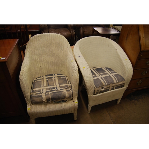 561 - 2 PAINTED CANE BEDROOM ARMCHAIRS