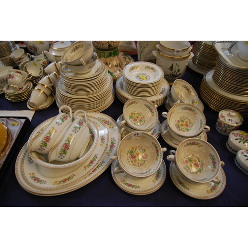 71 - J.MADDOCK & SONS, CREAM AND FLOWERED DINNER SERVICE (77 PIECES)