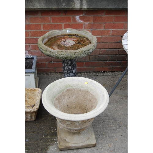 792 - CIRCULAR STONEWARE BIRD BATH AND URN